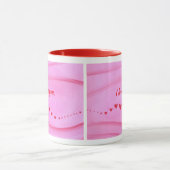 Je t'aime, vague de cœurs rouges sur des mugs pers (Centre)