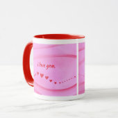 Je t'aime, vague de cœurs rouges sur des mugs pers (Devant gauche)