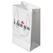 Je t'aime Valentine Calligraphie | Sac Cadeau (Devant Angle)