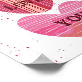 Je t'aime Valentine Rose Aquarelle Coeurs Poster (Coin)