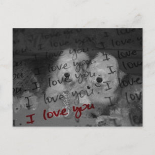 Je t'aime, vieille carte postale anglaise de chien