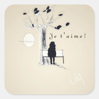 Je t'aime vierkante sticker