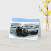 Je t'aime vraiment Carte de voeux de loutres de me (Fleur jaune)