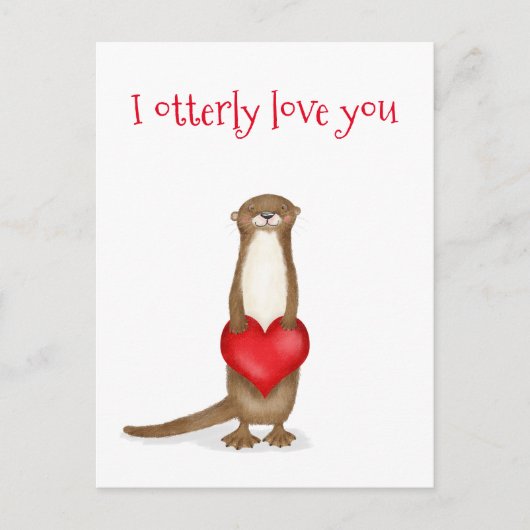 Je t'aime vraiment mignon loutre avec carte postal (Devant)