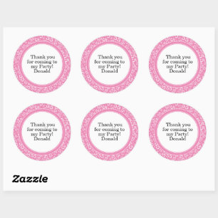 Je tekst 55e Willekeurig nummerpatroon Roze/Wit Ronde Sticker