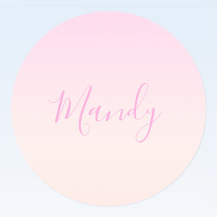 Je tekst   Elegant Schrift & Zachte Roze Ombre Ronde Sticker