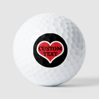 Je tekst op rode hart en zwarte achtergrond golfballen
