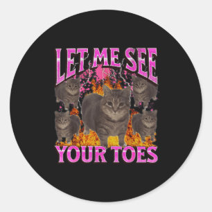 Je tenen grappige kat meme bootleg grafisch voor m ronde sticker