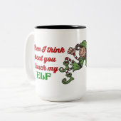 Je touche ma tasse d'humour de Noël d'Elf (Devant gauche)