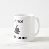 Je transforme le café en code sur la tasse de café (Devant droit)