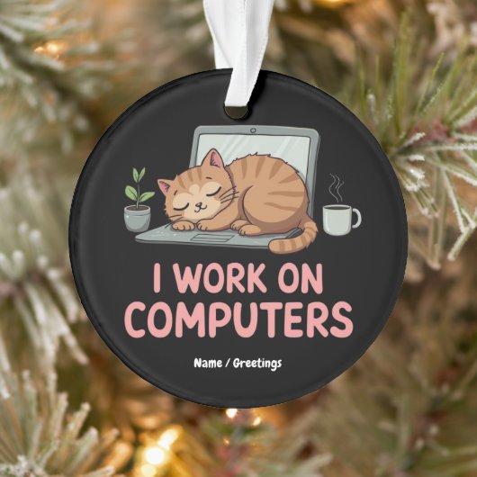 Je Travaille Sur Ordinateurs Drôle Chats Ordinateu (Arbre)
