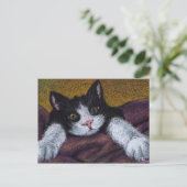 Je vais vous chercher ! carte postale tuxedo kitte (Debout devant)