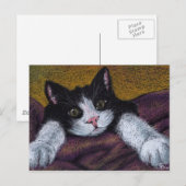 Je vais vous chercher ! carte postale tuxedo kitte (Devant / Derrière)
