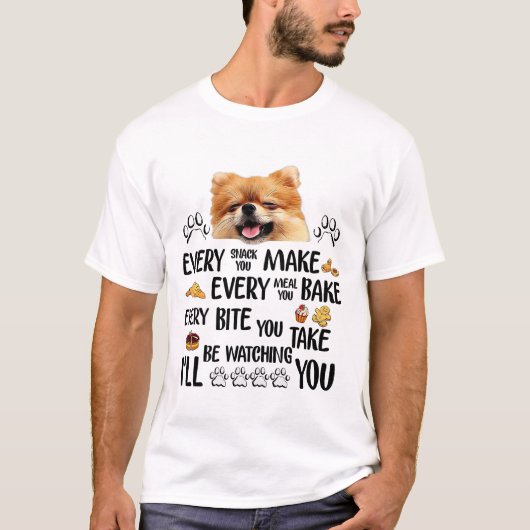 Je vais vous regarder, T-shirt Chien Poméranien (Devant)