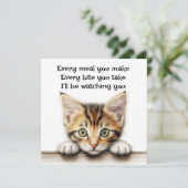 Je vais vous surveiller Carte de chat drôle (Debout devant)