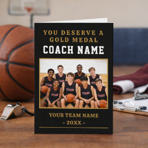 Je Verdient een Medaille Coach Foto Basketbal Bedankkaart