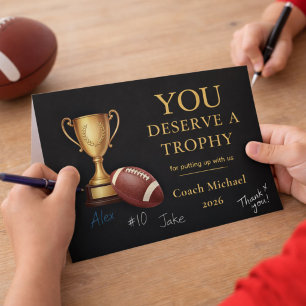 Je Verdient een Trofee Voetbalcoach Grappig Bedankkaart
