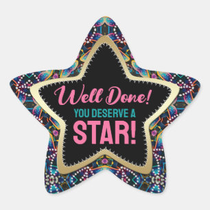 Je Verdient Ster Neon Kleuren Paddenstoel Mandala Sticker