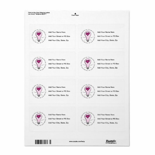 Je verlicht mijn leven etiket (Full Sheet)