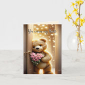 Je verwarmt mijn hart - Teddybeerliefde Kaart (Gele Bloem)