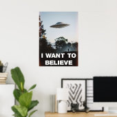 Je veux croire Affiche Rétro UFO (Bureau à domicile)