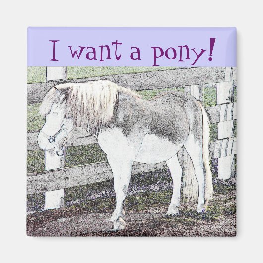 Je veux un poney ! Aimant (Devant)