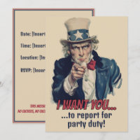 Je veux vous | Oncle Sam Invitation de fête de rec