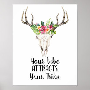 Je Vibe trekt Boho Skull aan Poster