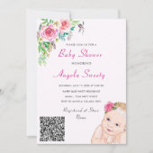 Je viens Stork Baby QR Code Douche Invitation (Devant)