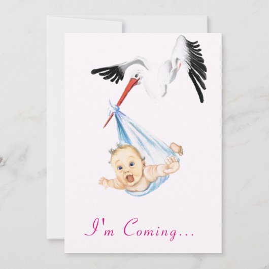 Je viens Stork Baby QR Code Douche Invitation (Dos)