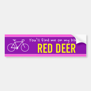 "Je vindt me op mijn fiets in RED DEER" (Canada) Bumpersticker