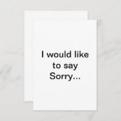 "Je voudrais dire Désolé..." carte (Devant / Derrière)