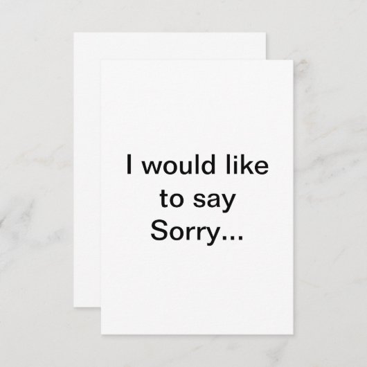 "Je voudrais dire Désolé..." carte (Devant / Derrière)