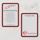 "Je vous ai prié aujourd'hui" Immaculé Carte pour (Devant / Derrière)