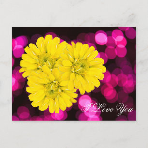 je vous aime carte postale de fleurs jaunes