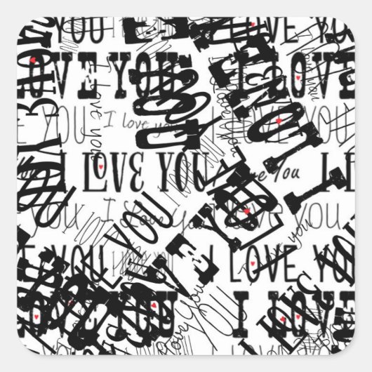 JE VOUS AIME gratter Typographie Sticker Valentine (Devant)