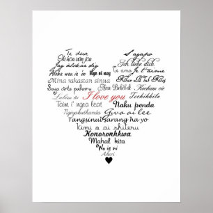 Je vous aime imprimer ou poster en 26 langues