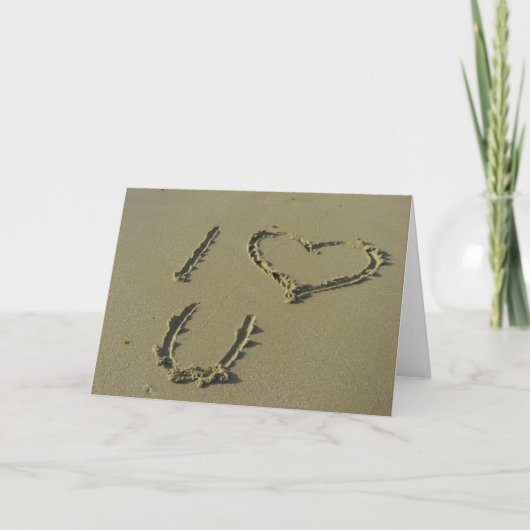 Je vous aime - plage sable écriture Carte de voeux (Devant)
