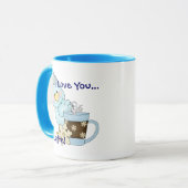 JE VOUS AIME UN LATTE Blue Bird Winter Coffee Mug (Devant gauche)