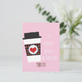 JE VOUS AIME UNE LATTE Valentines Day Coffee Carte (Debout devant)