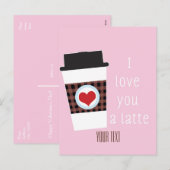JE VOUS AIME UNE LATTE Valentines Day Coffee Carte (Devant / Derrière)