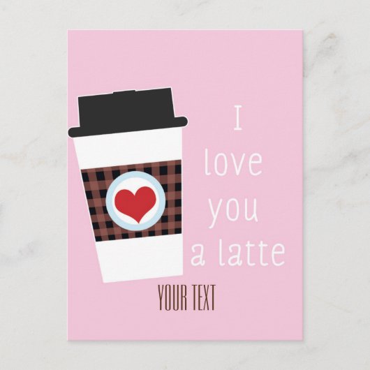 JE VOUS AIME UNE LATTE Valentines Day Coffee Carte (Devant)
