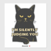 Je vous juge en silence - Drôle Sticker de chat no (Feuille)