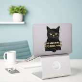 Je vous juge en silence - Drôle Sticker de chat no (Ordinateur portable sur le bureau)