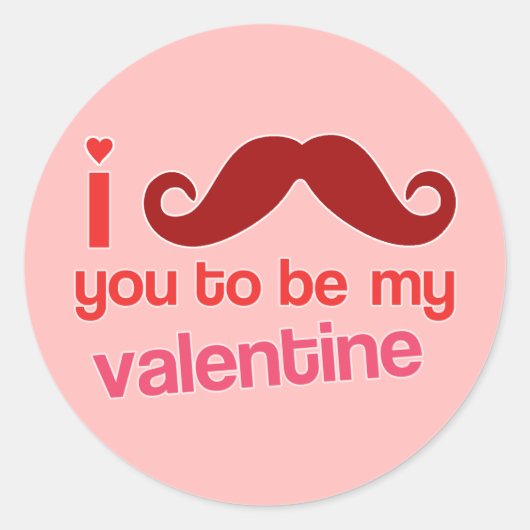 je vous moustache d'être mon autocollant valentine (Devant)