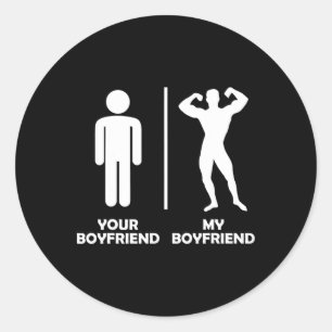 Je vriendje vs mijn grappige bodybuilding sportsch ronde sticker