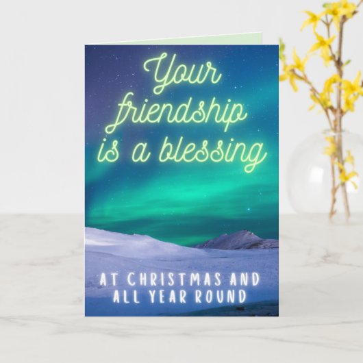 Je vriendschap is een zegenkerstfeest. kaart (Gele Bloem)