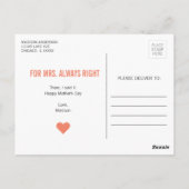 Je was het juiste Moederdag Briefkaart (Achterkant)