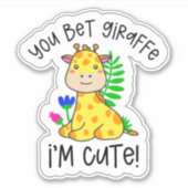 Je wed Giraffe dat ik Schattige waterdicht ben Sticker (Voorkant)