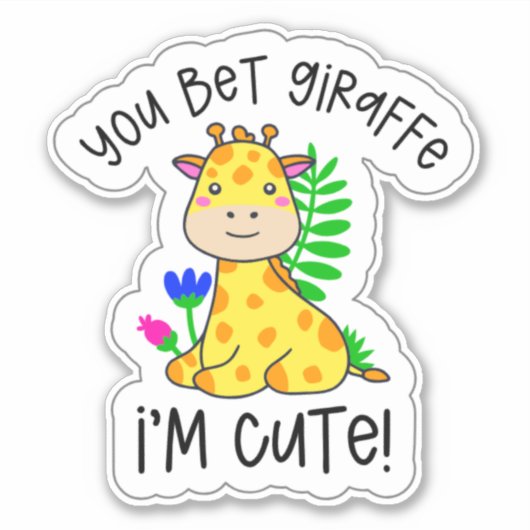 Je wed Giraffe dat ik Schattige waterdicht ben Sticker (Voorkant)